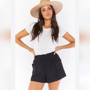 Show Me Your Mumu disilvio Black Linen Blend Shorts Size L